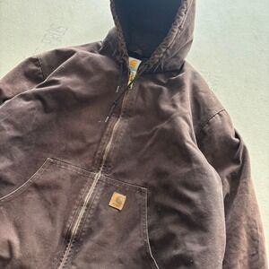 90s Carhartt J130 DKB Active Jacket Hoodie Brown XL